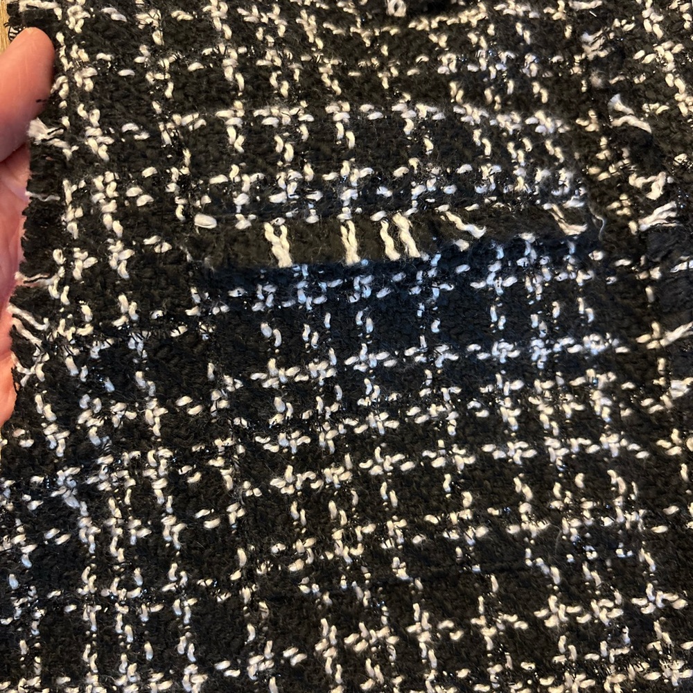 Laundry by Shelli Segal Tweed Cropped Vest Frayed Design, Black /White, Sz S NWT - Picture 9 of 13